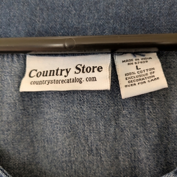 Vintage Country Store Floral Embroidery Denim Dress sz L Cottagecore 100% Cotton - Picture 7 of 8